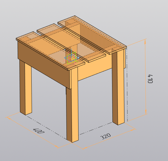 3D модель Табурет деревянный 40х32х41см