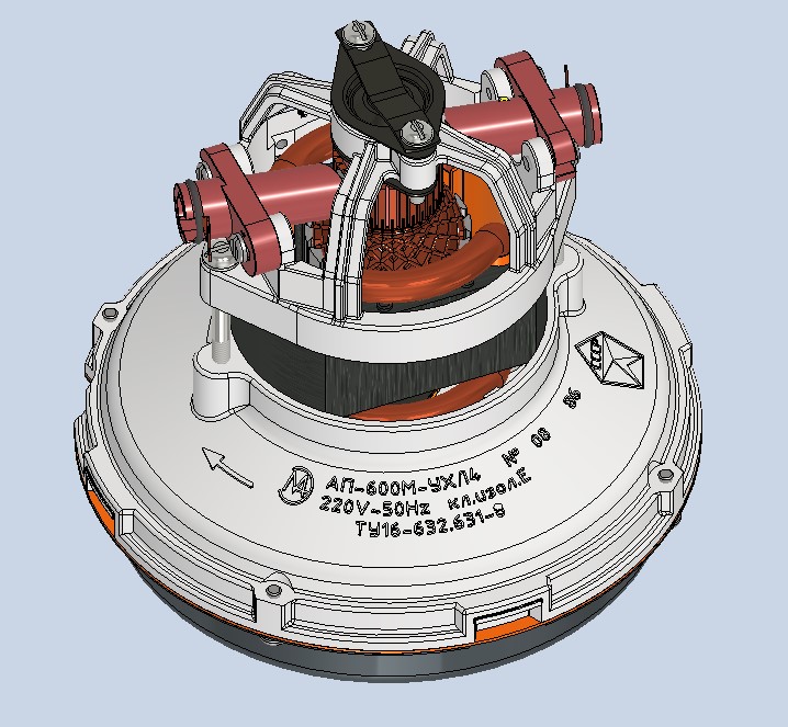 3D модель Электродвигатель-компрессор пылесоса АП-600М-УХЛ4
