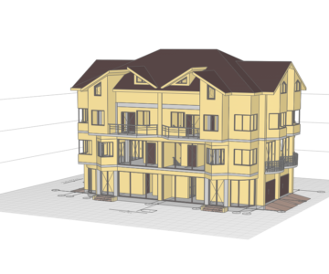 3D модель Проект трёхэтажный таунхаус на 4 семьи