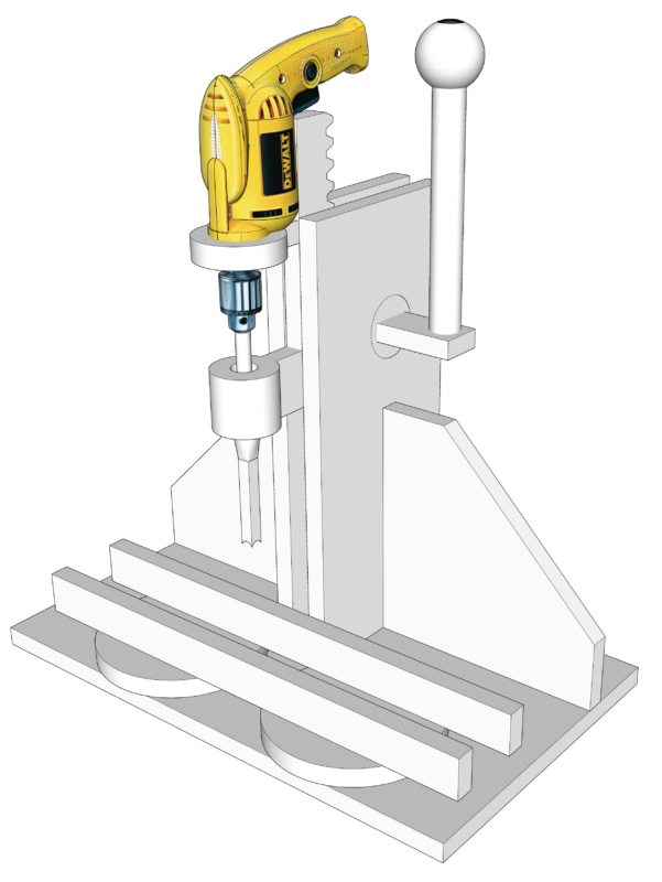 3D модель Сверлильно долбёжный станок на базе ручной дрели