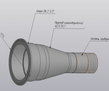 3D модель Переходник с клампа 2 1/2 дюйма на резьбу 1 дюйм