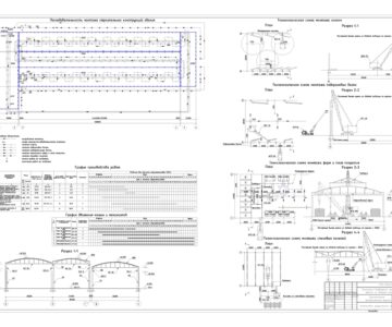 Чертеж Технология возведения одноэтажного промышленного здания из сборных железобетонных конструкций (длина здания – 252 м)