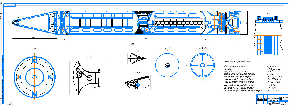 Чертеж Одноступенчатая баллистическая ракета с ЖРД