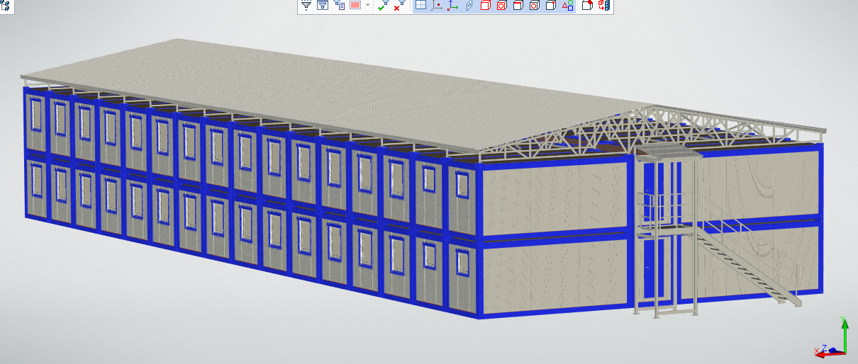 3D модель Модель модульного здания  14590 мм на 49000 мм