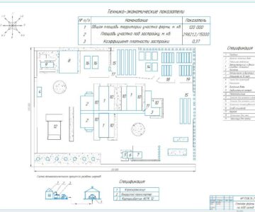 Чертеж Механизация молочно-товарной фермы на 600 голов крупного рогатого скота с усовершенствованием установки доильной УДА-16Е.