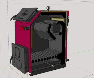 3D модель Котёл длительного горения на твёрдом топливе (уголь) 50кВт проработка внутри Ш560/В1050/Г1026