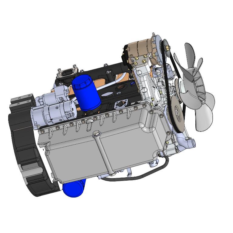 3D модель Двигатель MMZ-4D с новой помпой и вентилятором («TOYOTA», КНР, 16361-23860-71)