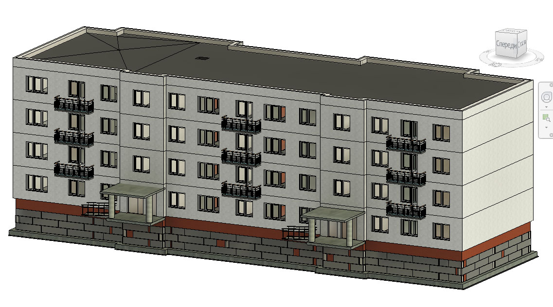 3D модель BIM модель 4-х этажного 2-х секционного жилого дома