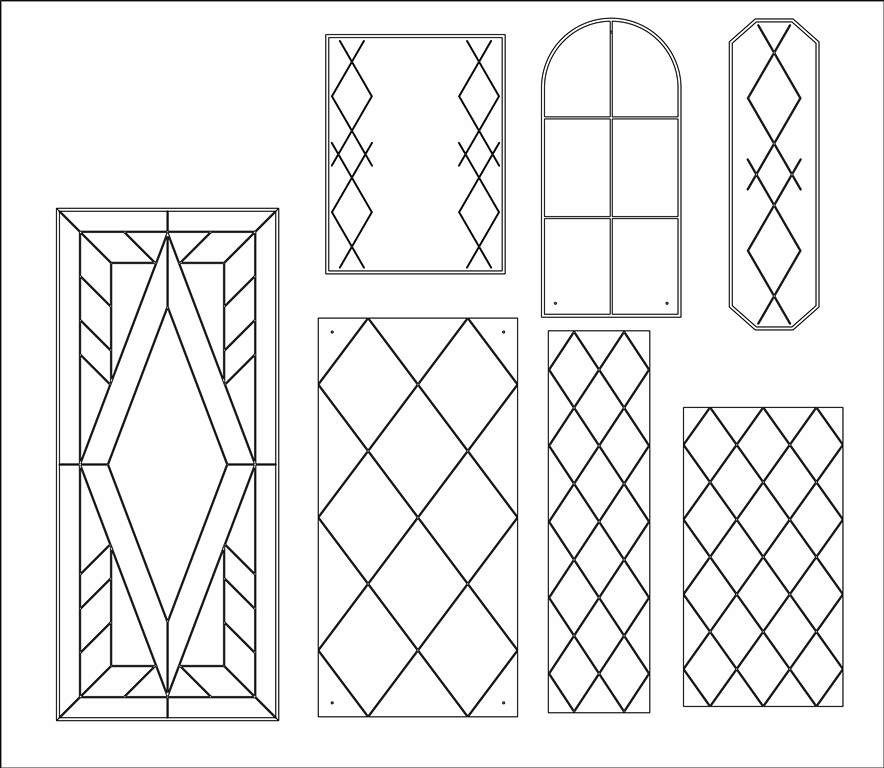 Чертеж Контуры DXF зеркал с гравировкой и фацетом