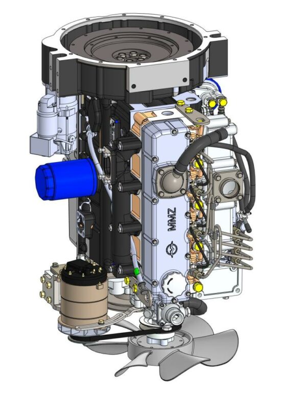 3D модель Двигатель MMZ-4D с новой помпой и вентилятором («TOYOTA», КНР, 16361-23860-71)