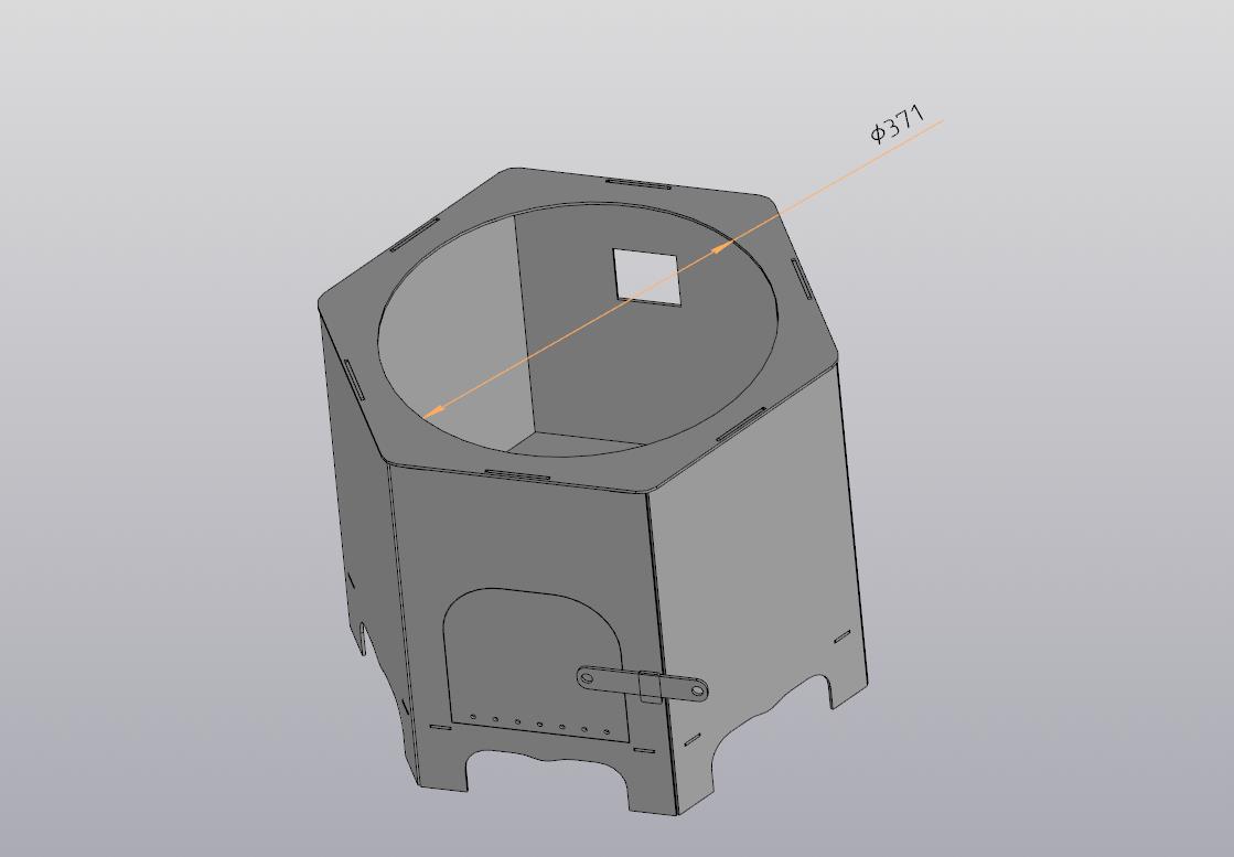 3D модель Печь для мангала 435 х 435 х 390 мм