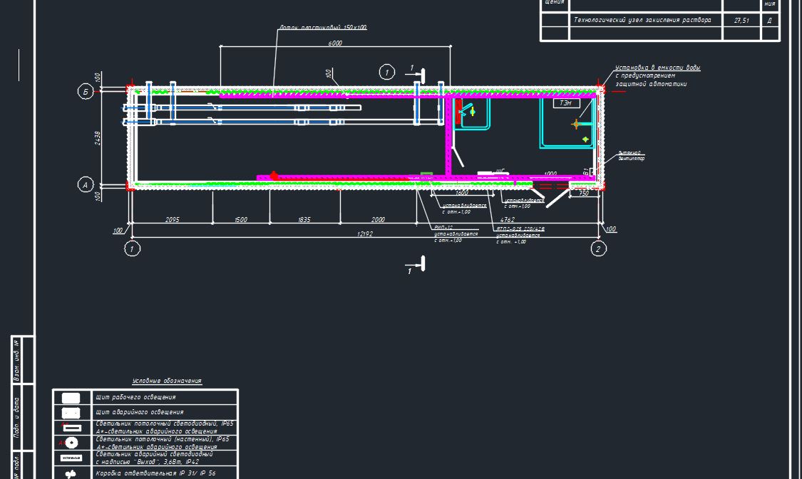Чертеж Проект электрической части узла учета растворов
