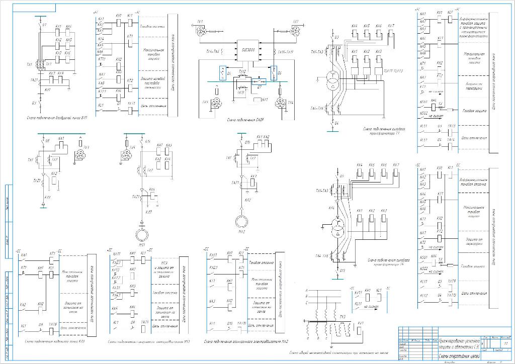 Чертеж Курсовой проект: " Релейная защита и автоматика системы электроснабжения "
