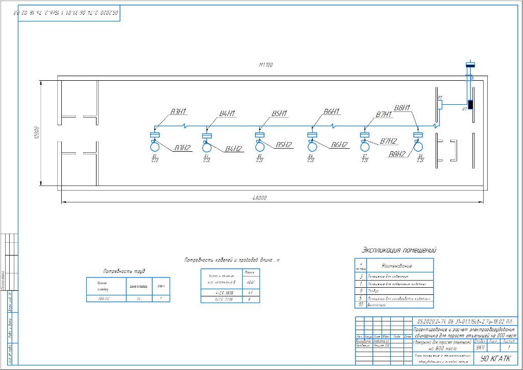 Чертеж Проектирование и расчет электрооборудования свинарника для поросят-отъемышей на 800 мест