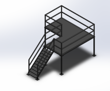 3D модель Технологическая обслуживающая площадка (Металлическая платформа с лестницей)