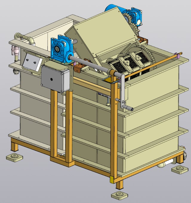 3D модель Барабанная установка гальванопокрытия с перегружным барабаном