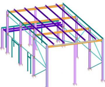 3D модель Модель здания внутрицехового по осям 17м х 8м высота до потолка 6,120 м