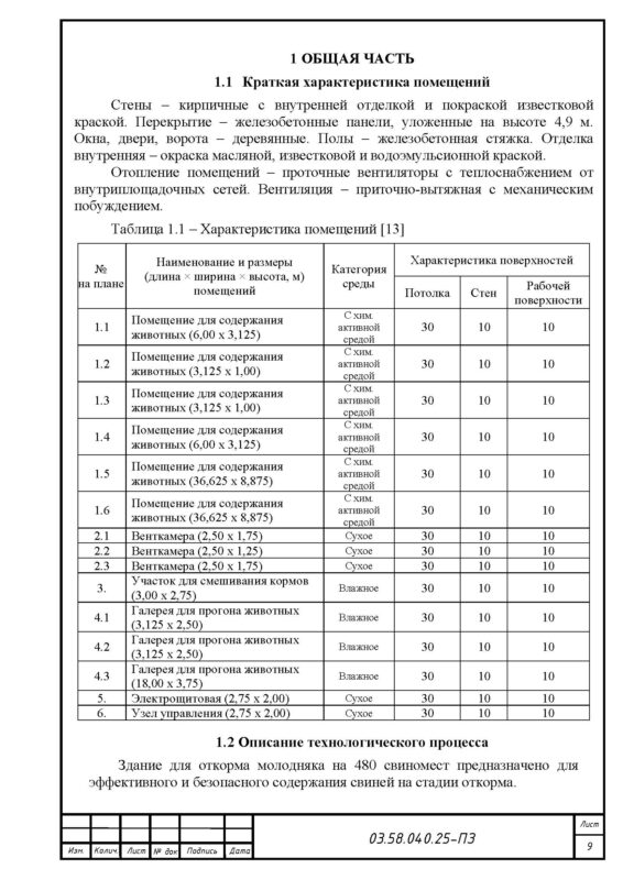 Чертеж Проект осветительной установки здания для откорма молодняка на 480 свиномест