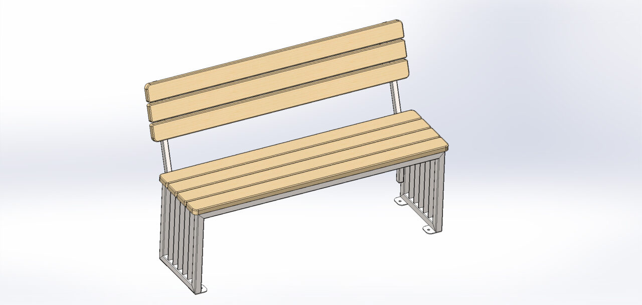 3D модель Скамья уличная 1550х620х1000(мм)
