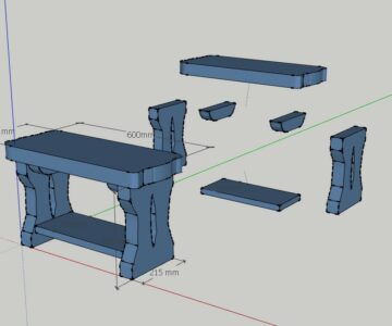 3D модель Скамеечка 600х250х360 мм