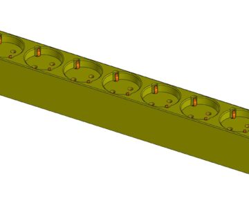 3D модель Блок силовых розеток 1U