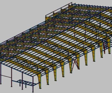 3D модель Металлический каркас здания размером в плане 36х104 метров