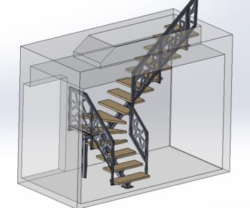 3D модель Лестница монокосоур с ограждением