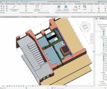 3D модель ВиК женского санузла админ. здания Revit