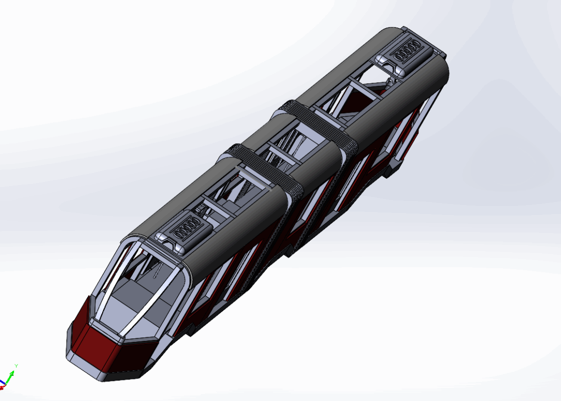 3D модель Каркас с тележкой и облицовкой трамвая BKM АКСМ 843