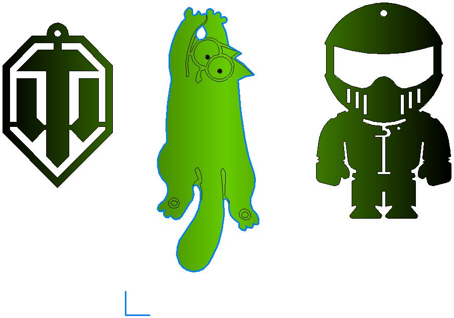 Чертеж Брелки Кот Саймон, World of tank, Stig (Стиг из топ гир)