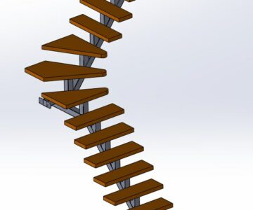 3D модель Металлическая лестница для частного дома