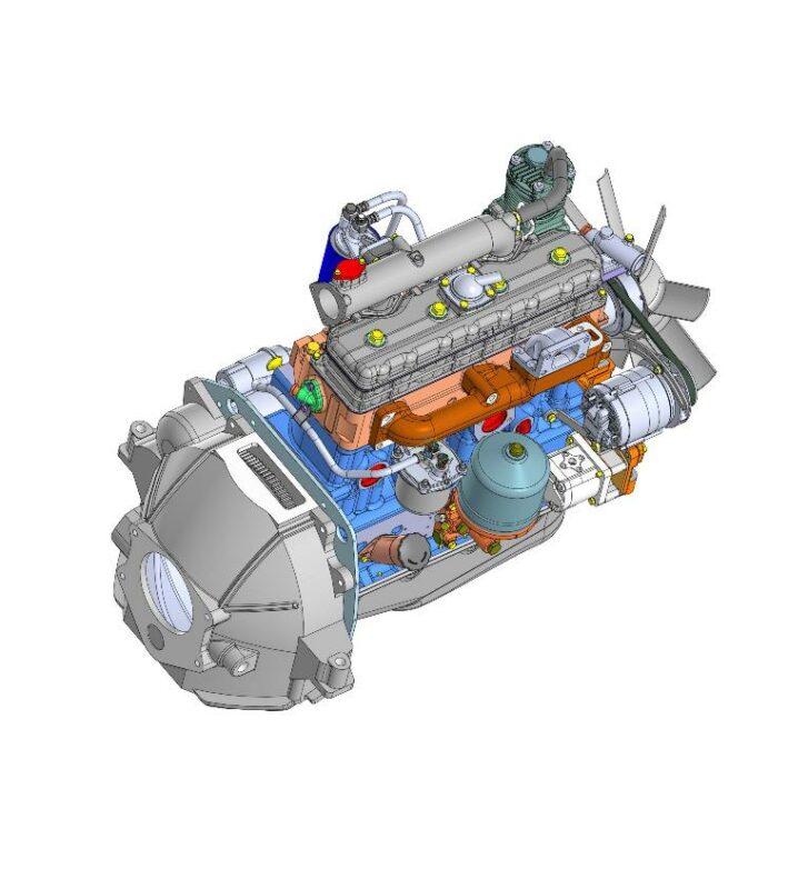 Чертеж 3D Модель двигателя Д243-1053