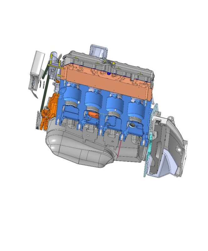 Чертеж 3D Модель двигателя Д243-1053