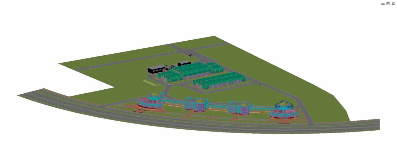 3D модель Модель построенного комплекса текстильной промышленности в Ашхабаде.