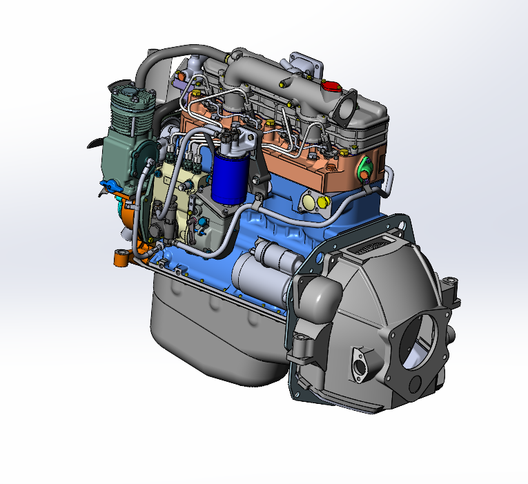 Чертеж 3D Модель двигателя Д243-1053