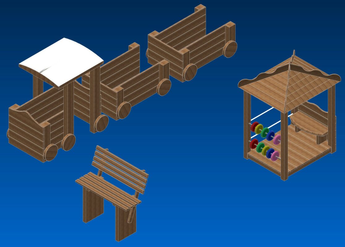 3D модель Игровой комплекс с паровозиком и беседкой