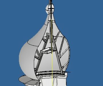 3D модель Сборка купола церкви, барабан D-1800, H-1600 и креста H-1800