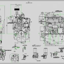 Габаритный чертеж дизельного двигателя ММЗ Д-246
