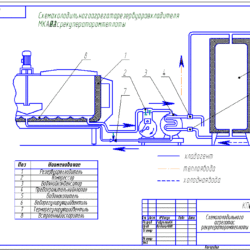 Схема холодильного агрегата МКА-2000Л с рекуператором теплоты