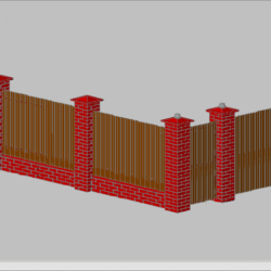 3D забор с воротами и калиткой в натуральную величину