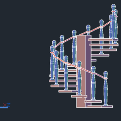 3D модель деревянной винтовой лестницы