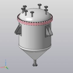 Чертеж аппарат вертикального типа с эллиптической фланцевой крышкой и приварным коническим днищем +3D модель