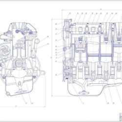 Сборочный чертеж двигателя ВАЗ 2108 с гильзовым газораспределительным механизмом