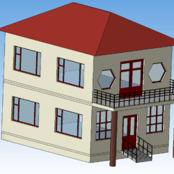 3D модель 2-х этажного дачного домика