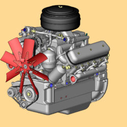 3D модель двигателя ЯМЗ-236
