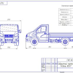 Габаритный чертеж автомобиля Газель-NEXT A21R22