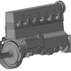 Рядный шестицилиндровый двигатель 3D