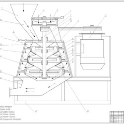 Чертёж проектной разработки молотковой дробилки для линии по производству комбикормов