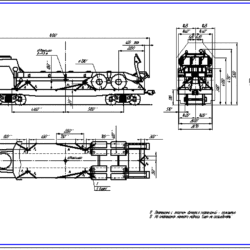 Схема размещения и крепления тягача КЗКТ-7428 и полуприцепа (КЗКТ-9101) на ж/д платформе