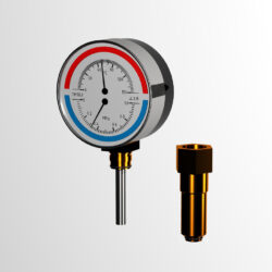 Термоманометр радиальный Росма ТМТБ 3 1 Р1 (0-150°С), (0-1 МПа) с погружной гильзой 1/2" L=46 мм